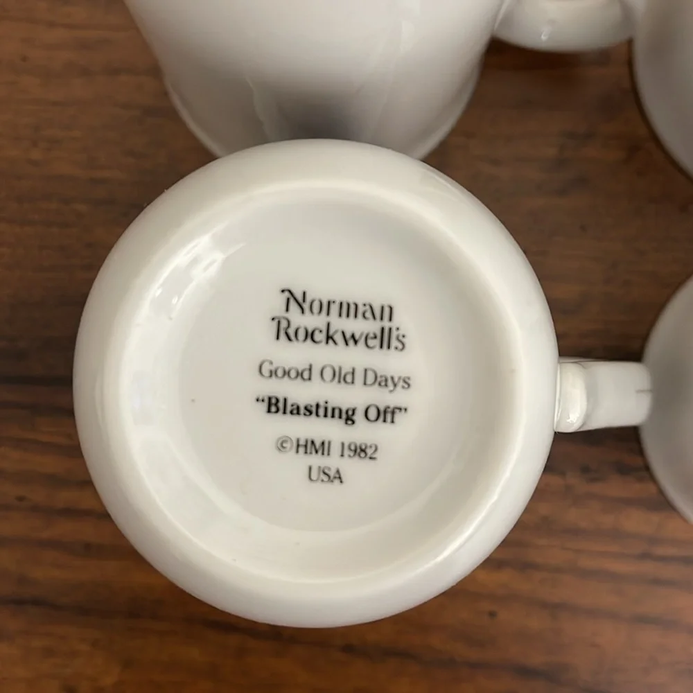 Set of (4) 1982 Norman Rockwell Good Old Days Diner Mugs